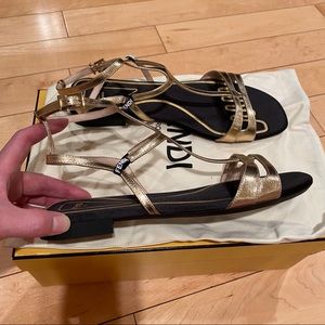 Fendi gold strap sandals